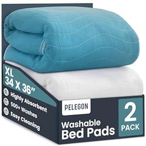 Bed Pads Washable Waterproof 34" x 36" (Pack of 2) - Incontinence Bed Pads for Adults and Kids - Heavy Absorbency Reusable Bed Pads - Chuck Pads - Waterproof Protective Pad for Bed