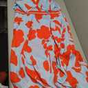 XNC Womens Summer Fall Cross V Neck Short Sleeve Party Long Dresses Red Boho Floral Flowy Split Cocktail Maxi Dress XL