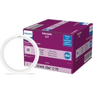 Philips 8" Circline 4-CCT Selectable White Color Temperature Plug and Play T9 Type A LED, 1-Pack
