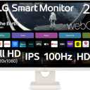 LG 27U511SA-W 27-Inch Smart Full HD (1920 x 1080) IPS Computer Monitor, 100Hz, Built-in Speaker, Airplay, Bluetooth, Screen Share, Flicker Safe, Reader Mode, Remote Control, HDMI, Tilt Stand, White