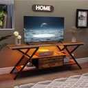 TV Stand with Power Outlet and LED Lights, Fits TVs up to 65, 2 Fabric Drawers Entertainment Center with Open Storage Shelves, Media Console for Living Room, Bedroom (Rustic Brown)