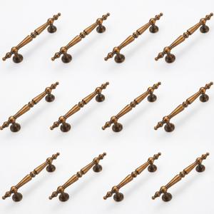12 Pcs Antique Brass Cabinet Pulls Handles Drawer Handles Closet 110 mm Hole Center Vintage Cabinet Pulls for Hardware Hole Center Dresser Bathroom Kitchen