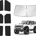 T TGBROS Windshield Sun Shade for Ford Bronco 2021-2025 2026 Car Window Shades Thicken UV Block and Blackout Privacy Foldable Sunshades 7PCS Accessories Keep Cool Sun Visor Covers