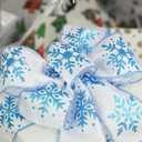 MEEDEE 2.5 Inch White Ribbon with Blue Glitter 10 Yards Wired Snowflake Ribbons Blue and White Ribbon for Christmas Tree, Winter Holiday Decor, Garlands, Wreaths, Gift Wrapping