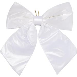 3 x allgala Christmas Decorative Metallic Foil Fabric Bows for Wreath Garland Christmas Tree Chair Wedding-2 Pack-14 (30x35cm)-White-XBW92381