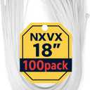 NXVX 18 Inch Heavy Duty Nylon Zip Ties 100PCS White Cable Ties for Home, Garden, Industrial & Automotive Use