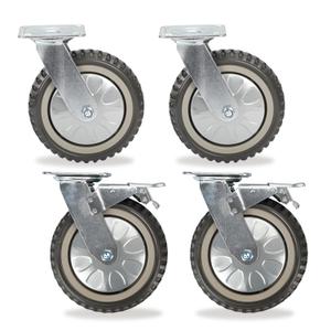 8 inch Caster Wheels Set of 4 360 Degree Swivel Castors Anti-Skid Mute Top Plate Casters, 2Pcs Locking Brake Casters 2 Pcs Without Brake