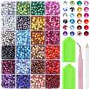 Hotfix Rhinestones Kit, Bedazzling Gems Art for Adults (SS6) | Fabric Rhinestones for Clothing, Heat Transfer Rhinestone Hot Fix Crystals Rhinestones with Tweezers, Gems for Craft