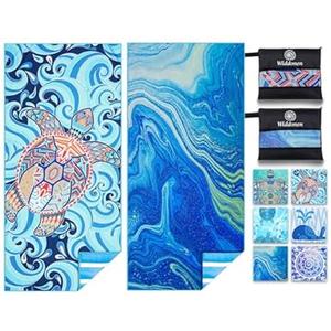 2 Pack Microfiber Lightweight Beach Towel Sand Free Quick Dry Absorbent Thin Compact Towels for Swimming Pool Camping Beach Accessories Large Easy Pack Travel Things for Vacation Essentials Gift