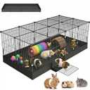 20 Planes Guinea Pig Cages Enclosed Hamster Cage with Door & Waterproof Liner, Expandable Cage for Guinea Pigs, Metal Wire Yard Fence Rabbit Cage