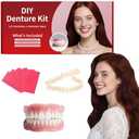 DIY Dentures Kit: Full Set of Upper & Lower Fake Teeth for At-Home Smile Change – Comfort Fit for Everyday Use & Emergency Replacement (Universal Sizing)-A2