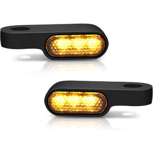 NTHREEAUTO Mini LED Turn Signals Handlebar Marker Light Front Motorcycle Blinkers Compatible with Honda Shadow Harley Dyna Sportster Kawasaki Vulcan Yamaha V-Star Road Star