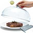 Glass Microwave Splatter Cover for Food, 10 Inch, One-Piece Integrated Handle Dome Design, Heavy-Duty Food Guard with Heat-Resistant Silicone Anti-Scald Cap, BPA-Free, Dishwasher Safe