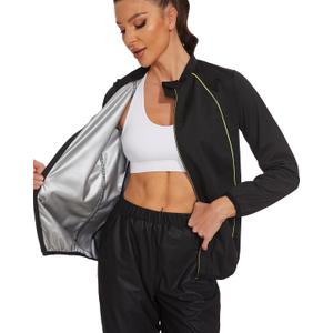 SEXYWG Sauna Jacket for Women Workout Sauna Suit Sweat Long Sleeve Shirt Gym Tops Zipper Body Shaper