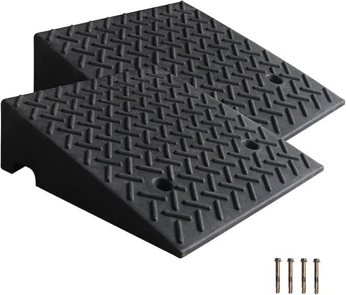 2Pack Rubber Curb Ramp 7.5" Rise Height, Heavy-Duty Threshold Ramps, Driveway Curb Ramps Portable Shed Ramps 7000 Lbs Load Capacity for Cars Vehicle Motorcycle Wheelchairs Bikes