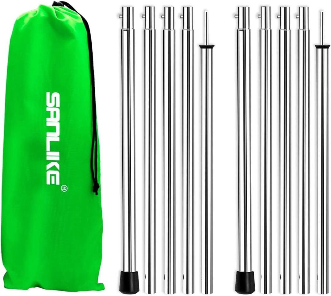 SANLIKE Camping Tent Tarp Poles Set for Canopy Awning Shelter Backpacking Hiking - Telescopic Adjustable Length Tent Sunshade Support Stick Rods (Adjustable Length - Steel 2packs, Size: Thickness 0.4mm)
