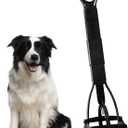 32" Dog Pooper Scooper for Small Dog to Large Dog, Heavy Duty Dog Poop Scooper for Yard & Walks, Durable Double Spring Clamp, Simple One Step Assembly (Black)
