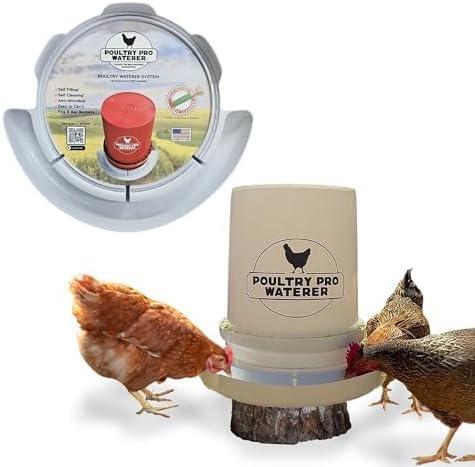The Original Poultry Pro Waterer | DIY Chicken Waterer for Chicken Coop | Hands Free Poultry Waterer Suitable for Pigeons, Ducks, Chickens & Other Smaller Birds - Fits Most 5 Gallon Buckets