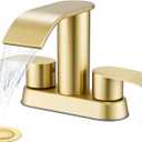 Ultimate Unicorn Bathroom Faucet for Sink Brushed Gold, 4 Inch Bathroom Sink Faucet for 3 or 2 Holes, 2 Handle Waterfall Faucets with Pop up Drain, Centerset Faucets for RV, Patent No. : US D983,326 S