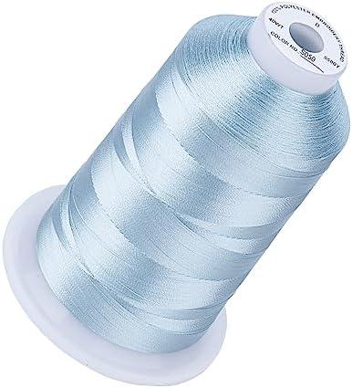 Simthread 5500Yds Embroidery Thread, 5000M High-Yardage 40WT 100% Polyester Thread – 170+ Vivid Colors, High-Speed Rated – Compatible with Brother, Singer, Janome & More - Powder Blue S059