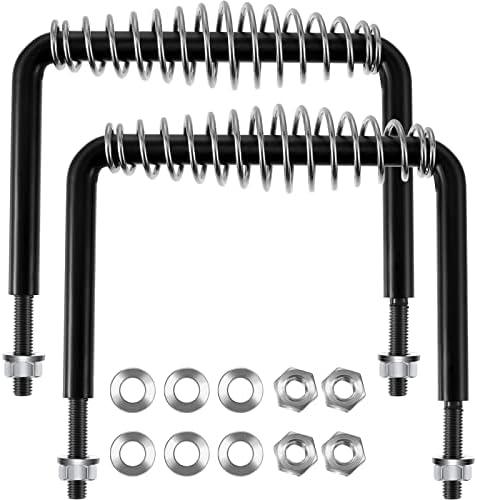Dunzy 2 Pieces 6" Steel Spring Handle 5" Wide Overall with 1/2" Steel Rod for BBQ Pits Trailers Custom Metal Projects Wood Stove Handles Replacement Grill Barbecue Tool Sets(Black)