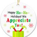 2 x Inspirational Christmas Hanging Ornaments 2025, for Coworkers Christmas,Happy Holidays We Appreciate You Ceramic Hanging Ornament with Golden Ribbon for Xmas Tree Decor