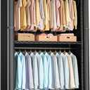 FUTASSI Clothing Rack with Cover, P1C Rolling Closets with Wheels, Metal Garment Rack for Hanging Clothes, Clothing Storage Wardrobe with Cover, 36.2" W x 16.5" D x 80.5" H, Black, Load 450 Pounds