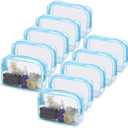 Tbestmax 10 Pcs Clear Cosmetic Bags Makeup Bags Portable Waterproof Travel Toiletry Bags Organizer Blue, 7.5"x 4.8"x 2.3"