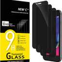 NEW'C 3 Pack Privacy for iPhone 8, iPhone 7 Screen Protector, Enhanced 28-Degree Privacy Angle, Ultra Durable 9H Hardness, Bubble-Free