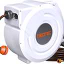 5/8 Inch 100ft Retractable Garden Hose Reel with Any-Length Lock Slow Auto Rewind Heavy Duty Hose Reel With 9-Pattern Nozzle 180 Swivel Bracket UV Resistant Wall Mounted Hose Reel for Outside