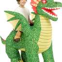 One Casa Inflatable Costumes for Kids,Blow Up LED Light Eyes Dragon Suit,Ride On Halloween Costumes for Boys Girls (4-6YRS)