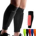 HiRui Soccer Shin Guards Shin Pads for Kids Youth Adult, Calf Compression Sleeve with Honeycomb Pads, Support for Shin Splint Baseball Boxing Kickboxing MTB, Lightweight(1PAIR) (Black, X-Small)