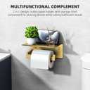 Angle Simple Toilet Paper Holder with Shelf, SUS304 Stainless Steel Bathroom Tissue Roll Holder for Wall, Brushed Dark Gold