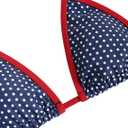 seamoly Contrast Binding Textured Halter Triangle Tie Side Bikini Set, Large