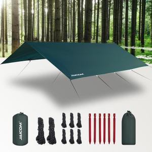 JAICOM Waterproof Camping Tarp - 10X13ft Hammock Rain Fly, Ultralight & Portable & UV Protection Backpacking Tarp, Multifunctional for Outdoor Adventure, Hiking, Tent, Hammock