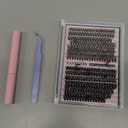 FANXITON DIY Lash Extension Kit Volume Lash Clusters 40D+50D D Curvature Individual Lashes Lash Clusters Kit Thick Eyelash Extension Kit 280 pcs Thin Band Cluster Lashes Lash Bond and Seal Tweezers