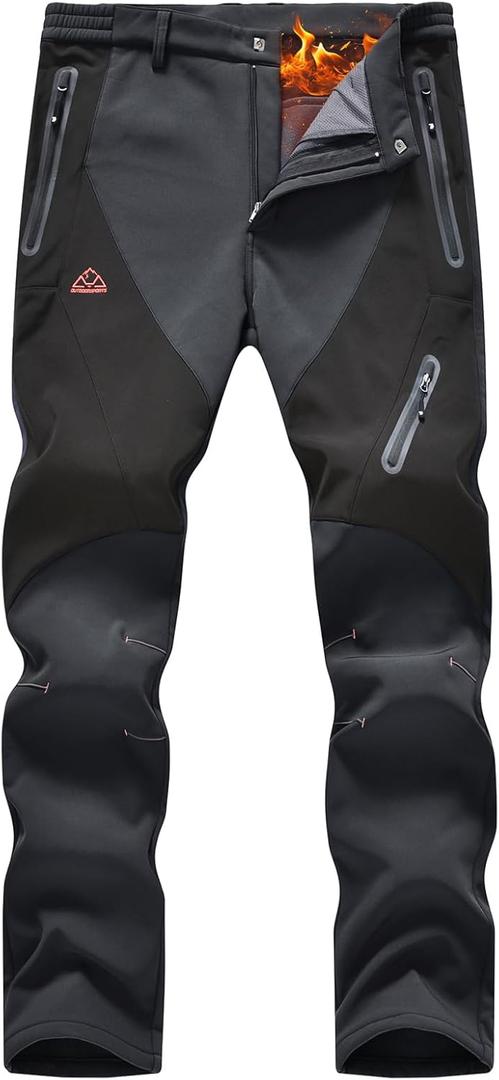 Rdruko Men's Snow Pants Waterproof Insulated Fleece Lined Ski Hiking Snowboard Winter Pants with Pockets (36, Dark Grey)