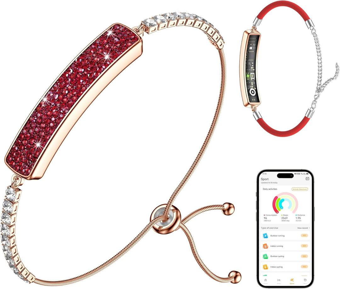 Smart Bracelet for Women, Valentines Day Gifts, Health Activity Fitness Trackers, 24/7 Heart Rate, HRV, Blood Oxygen & Stress Monitor, 24H Sleep Tracker, Free APP for iOS & Android, Red