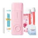 Waxfans Roll On Wax Kit, Wax Roller Kit, Waxing Kit for Women & Men, at Home Hair Removal on Body and Legs, with 2 Rose Wax Refills & 50 Pcs Wax Strips, Easy & Smooth（Rose&Rose）