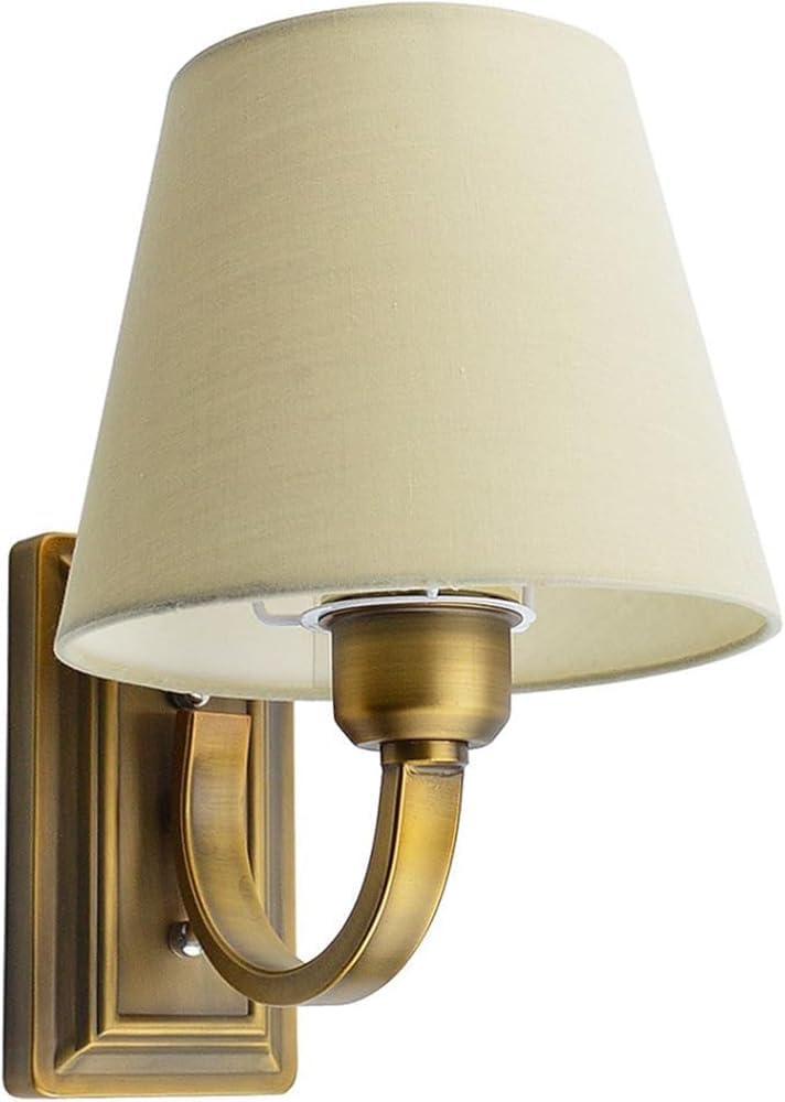 Wall Sconce Vintage Style Wall Light Fixture, Classic Wall Lamp for Indoor, Bedroom, Gold Iron Wall Lamp with Beige Fabric Shade