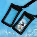 2 x IPX8 Floating Waterproof Dry Bag 2-Pack, 7.2 Inch Waterproof Phone Pouch for iPhone 16/15/14 Pro Max Galaxy S24/S23 Adjustable Lanyard + wrist strap Beach Swimming Travel Essentials Black