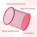 uxcell 2Pcs Mesh Pencil Holder, Metal Pen Cup Desk Organizer Makeup Brush Cup Holder for Home, Office, Classroom(Red)
