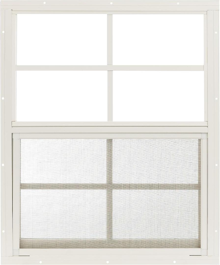 18x23 Shed Window, Flush Mount Sliding Window with Tempered Glass & Screen, White, 1-Pack