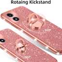 nancheng for (6.5-inch) Motorola Moto G Play 2024 Phone Case Girls Women Cute Glitter Luxury Soft Silicone Clear Case with Ring Stand Strap Lanyard Shockproof Protection Cover - Rose Gold