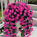 Ouddy Decor 3 Pcs Artificial Hanging Flowers for Outdoors, Fake Silk Hanging Plants Faux Morning Glory UV Resistant for Outdoor Indoor Garden Planter Porch Patio Yard Balcony Home Decor, Fuchsia