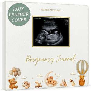Pregnancy Journal for First Time Moms 2026 I Faux Leather, Gold Foil & Bearly Wait Theme I Pregnancy Book for First Time Moms I Expecting Mom Gifts for Pregnant Women I Mom To Be Gift - Baby Book