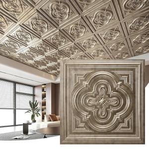 Art3d 2 x 2 ft Vintage Flower Drop Ceiling Tiles, 24-Pack, Antique Gold
Cover 96 sq.ft, Lightweight, No Warping, Compatible with Grid System, Ideal for Living Room & Household Renovation