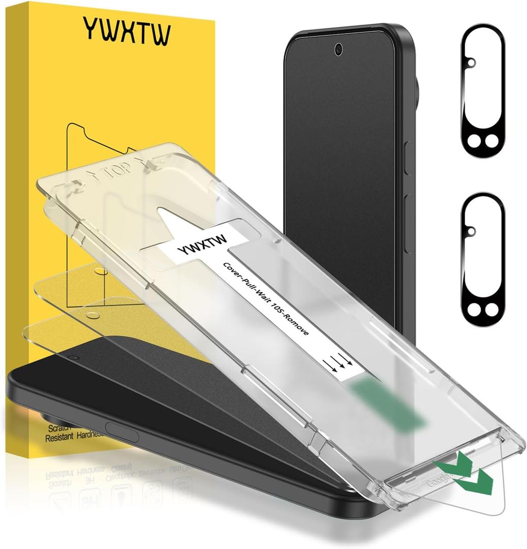 2 x YWXTW 2 Pack for Google Pixel 10 Pro XL Matte Screen Protector 6.8 inch + 2 Pack Camera Lens Protector, [1S Pull-Out] Anti-Glare Anti-Fingerprint Pixel 10 Pro XL Glass Screen Protector, Bubble Free, Smooth as Silk