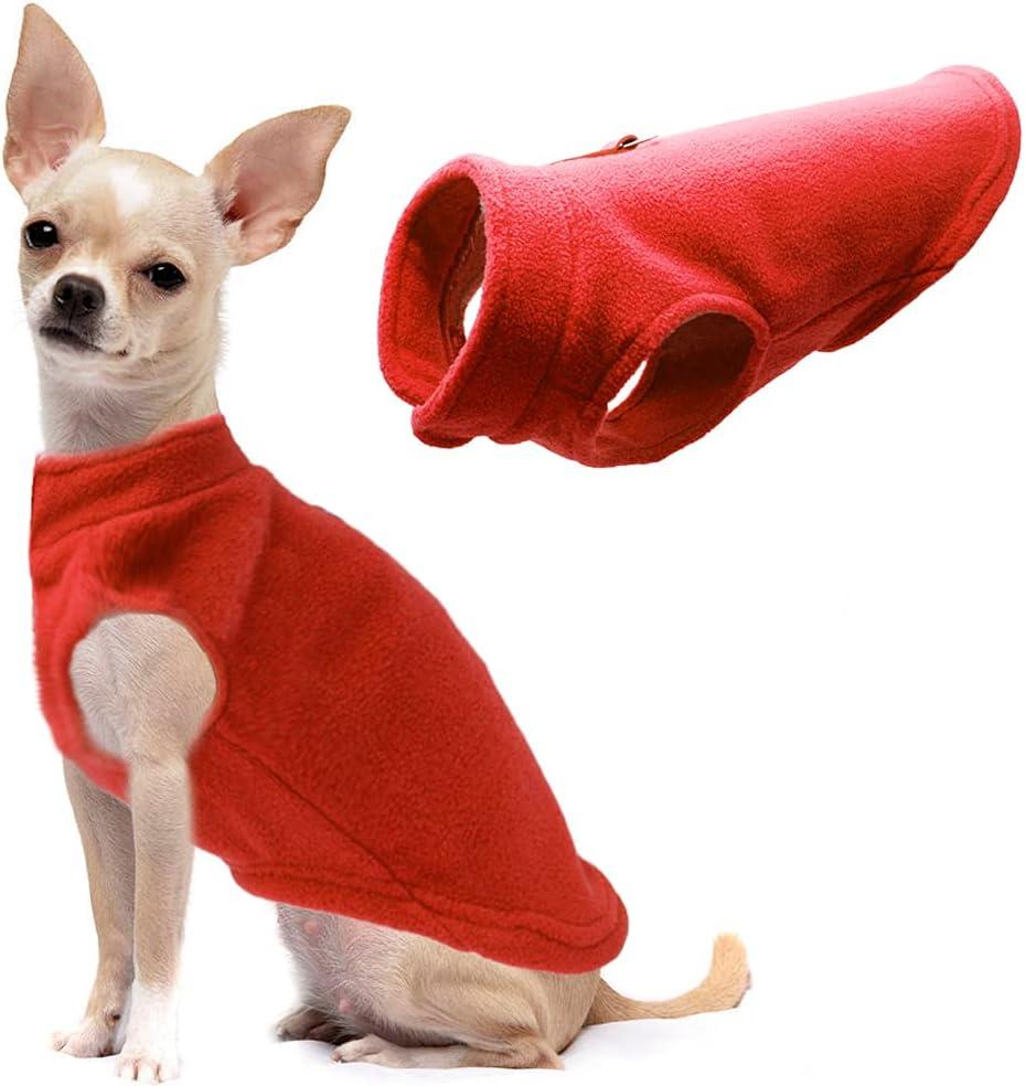 Dog Fleece Vest Soft Winter Jacket Sweater with D-Ring Leash Cold Weather Coat Hoodie for Small Medium Large Dogs Red X-Large