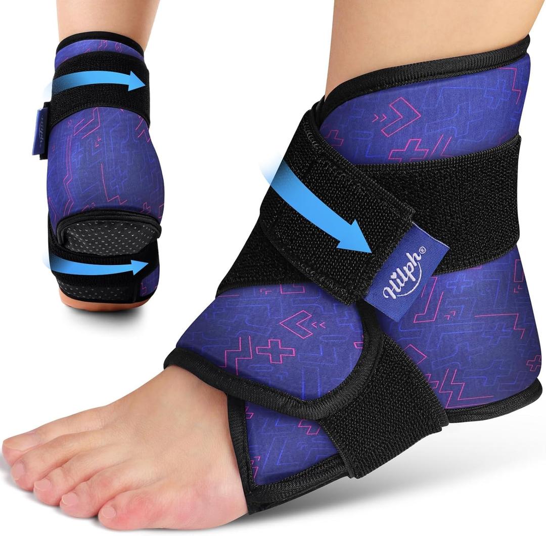 Hilph Ankle Heel Ice Pack Wrap for Swelling & Achilles Tendonitis, Reusable Ice & Compression Therapy Flexible Foot Gel Ice Pack Wrap for Ankle Sprain & Plantar Fasciitis Pain Relief (Blue, 1 Pack)